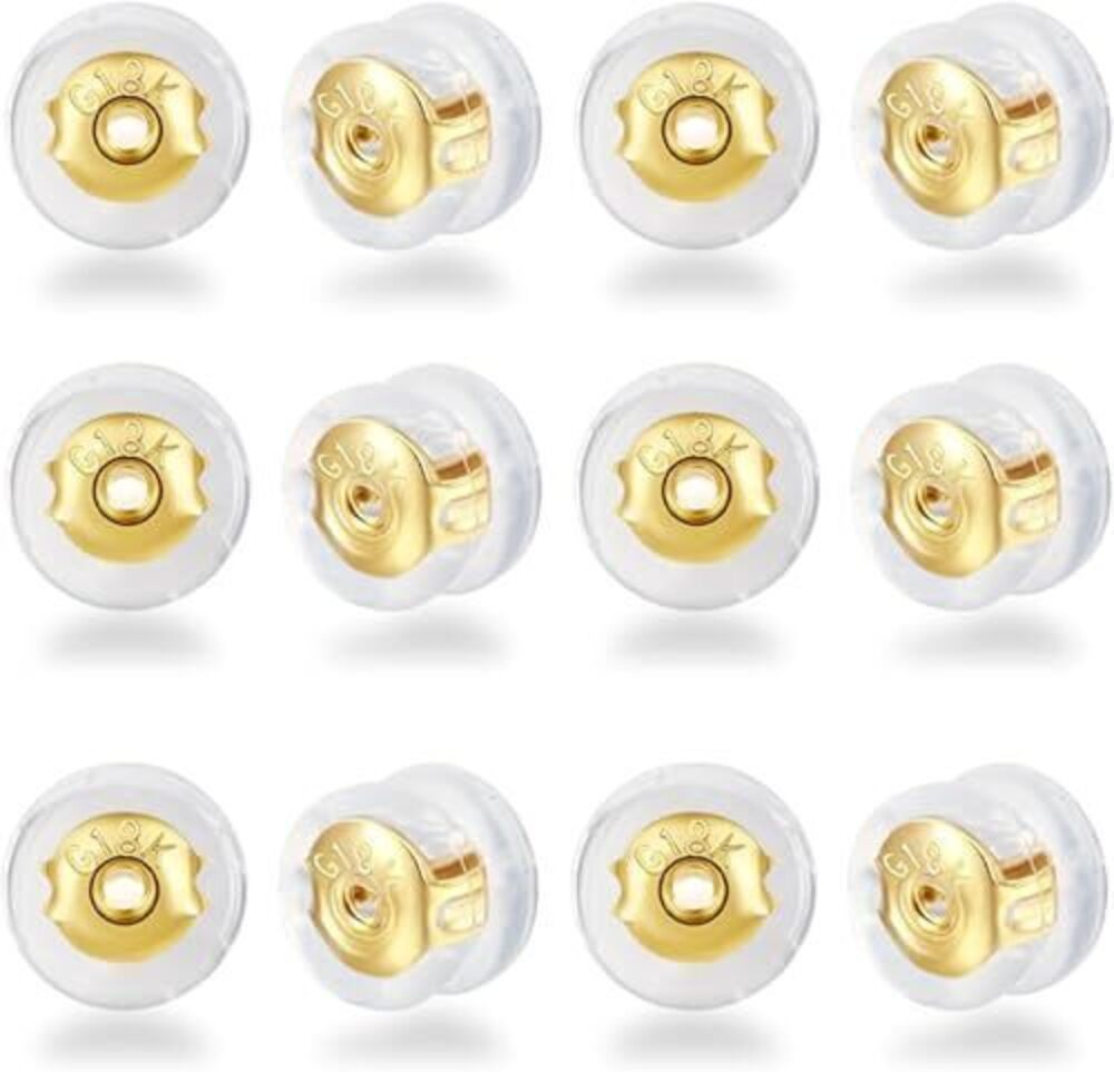 4146 Silicone Earring Backs,18K Gold Locking Secure Earring Backs